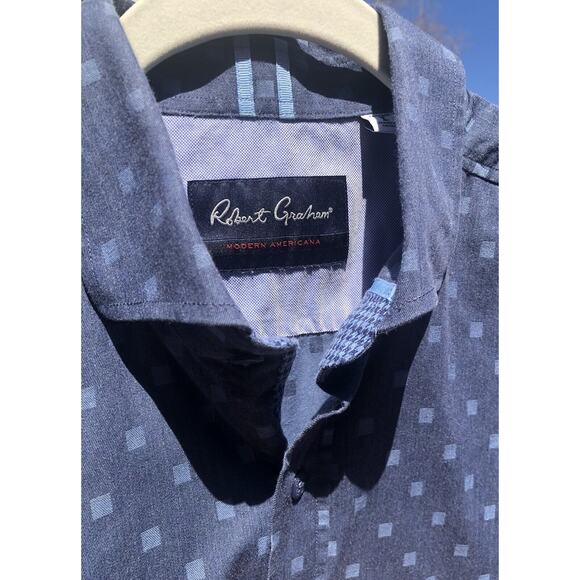 Robert Graham Men's Dress Shirt Blue Geometric Modern American Size Large - Picture 6 of 12